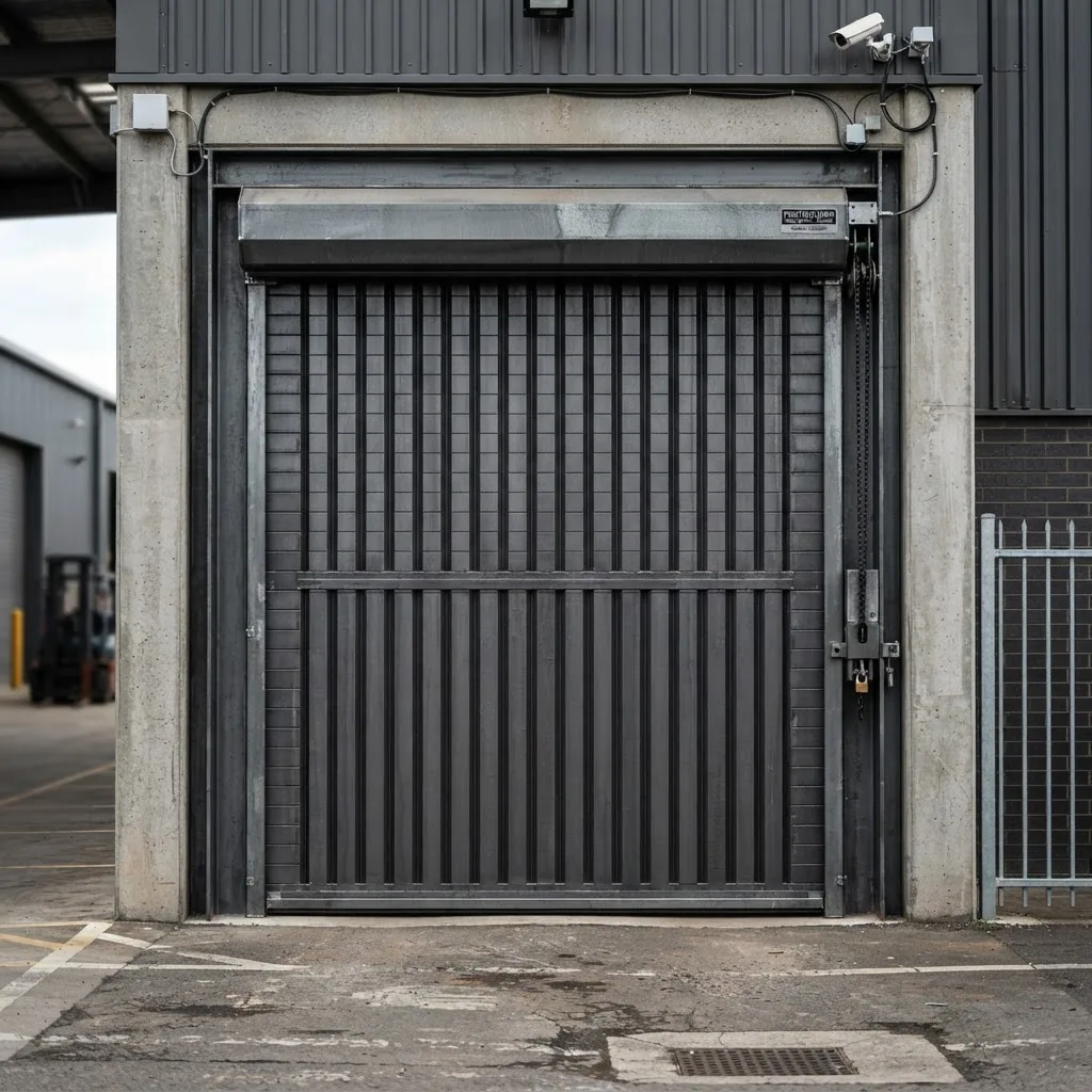 Heavy-duty industrial steel roller shutter garage door